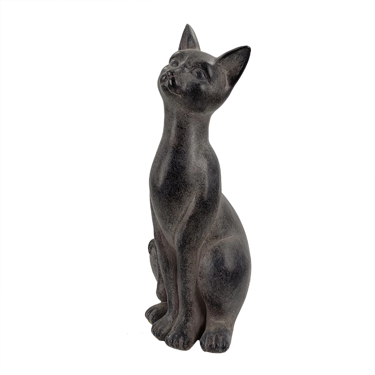 Resin Kitten Standing Black Cat Figurine Animal Statue