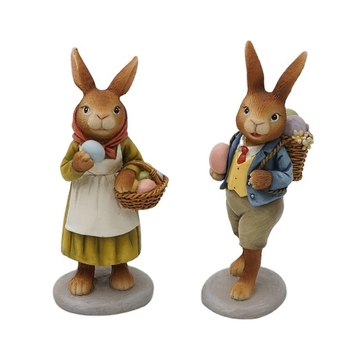 Resin Easter Decoration Bunny Couple FIgurines