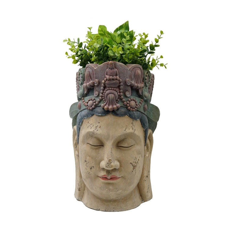 Vintage Resin Buddha Head Planter