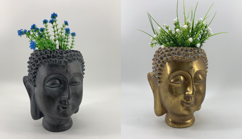 resin Buddha head statue planter