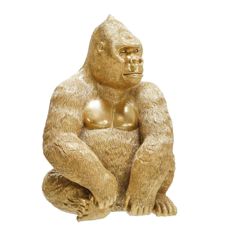 Resin Golden Sitting Gorilla Figurine