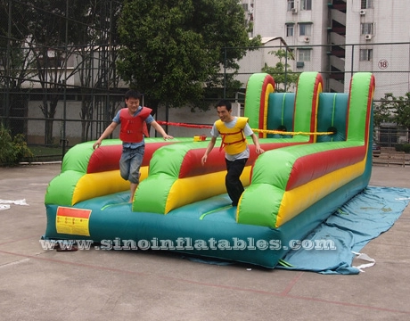 10m long kids N adults interactive inflatable bungee run for indoor or outdoor interactive games activities