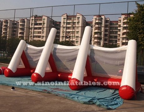 Outdoor or indoor kids N adults inflatable football goal with 3 lanes for soccer free kick games