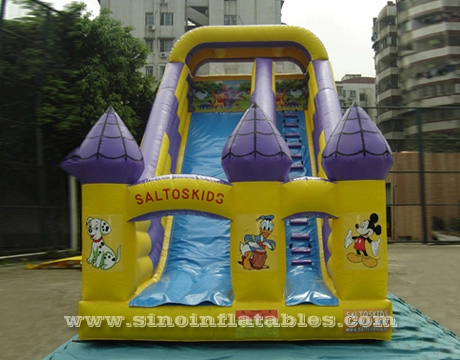 Illusion castle single lane inflatable slide for kids