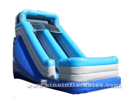 18ft light blue high rail single lane inflatable slide for kids