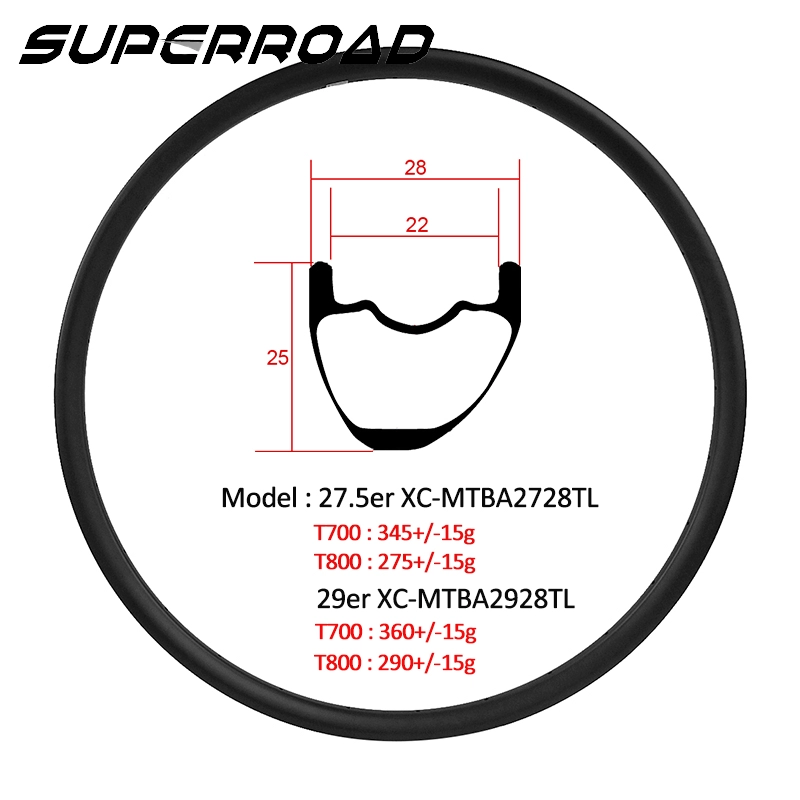 Superroad XC 29er 650B Asymmetric Carbon Rims Asymmetrical Mtb Rim