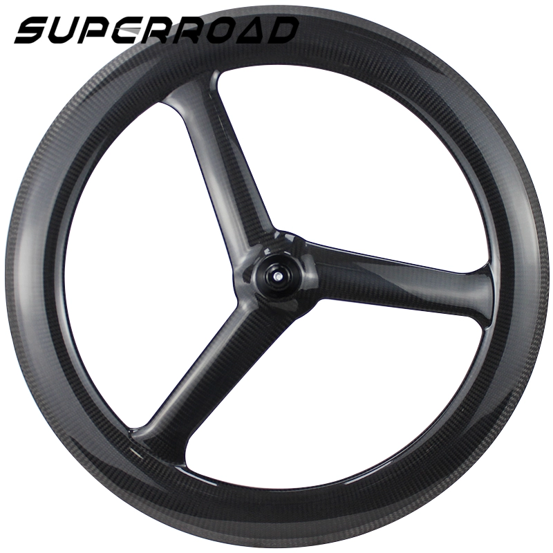 Superroad 3 Tri Spokes Carbon Tubular Track Tubeless Fixie Wheels