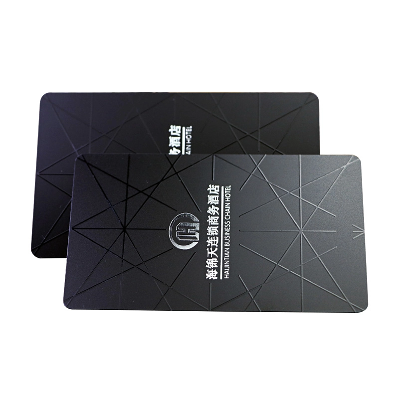 Black PVC 13.56MHz RFID S50 Hotel Key Cards With UV Spot