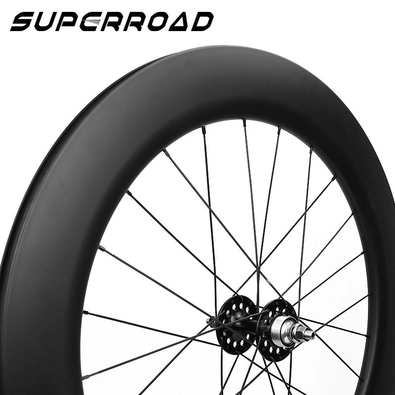 Superroad 80mm Carbon Track Bike Single Speed Wheelset