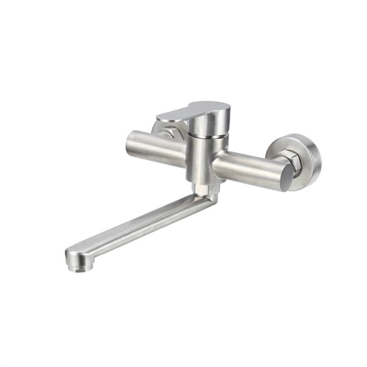 Wall Mount Cold Hot 304 Stainless Steel Kitchen Faucet Mixer