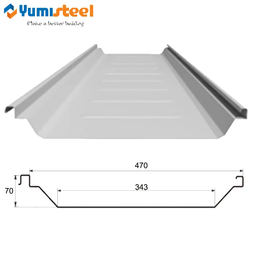 Interlocked standing seam metal roofing sheet for steel buildings