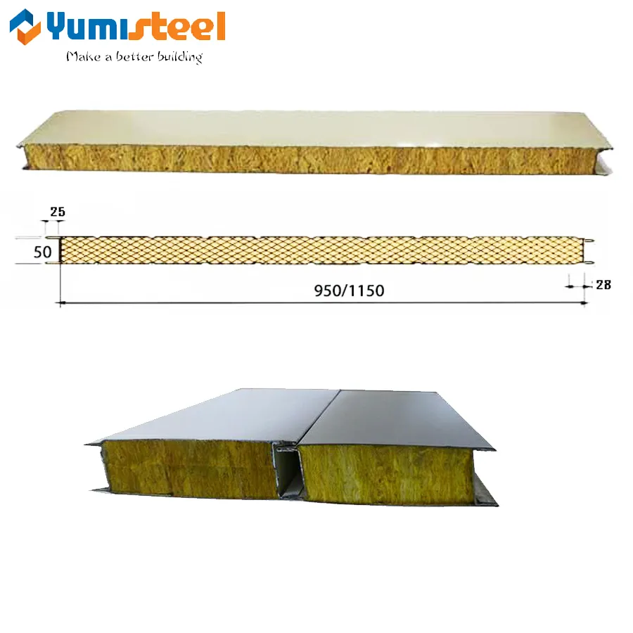 50mm exterior thermal rockwool wall  sandwich panel