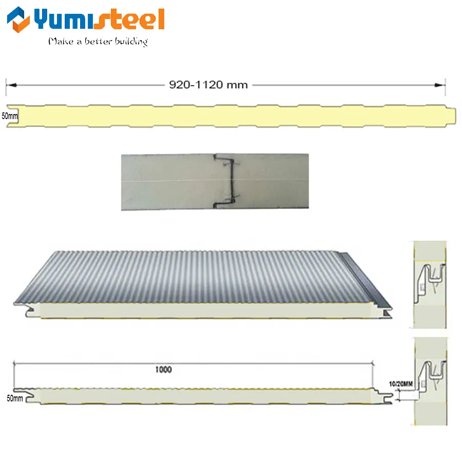 50mm pioneer coloured PUR/PIR insulated wall sandwich panels