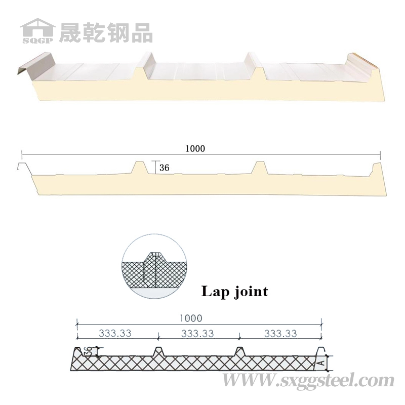 60mm 100mm Waterproof PU Sandwich Panel for Roof System