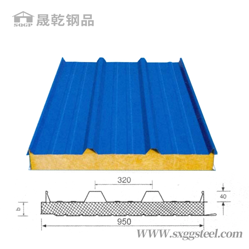 Thermal Insulated Corrugated Rockwool Sandwich Roof Panel