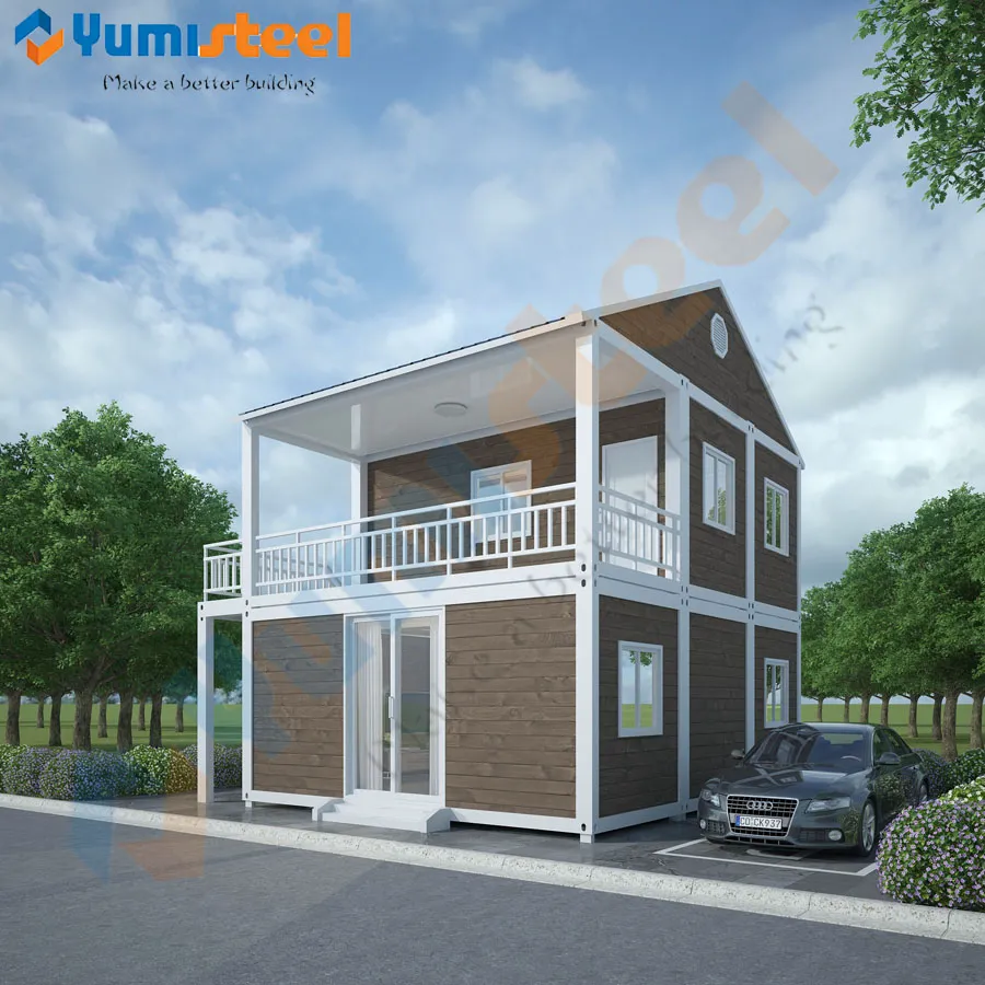 Two storeies Prefabricated Flat Packed Cotainer House for living family villa