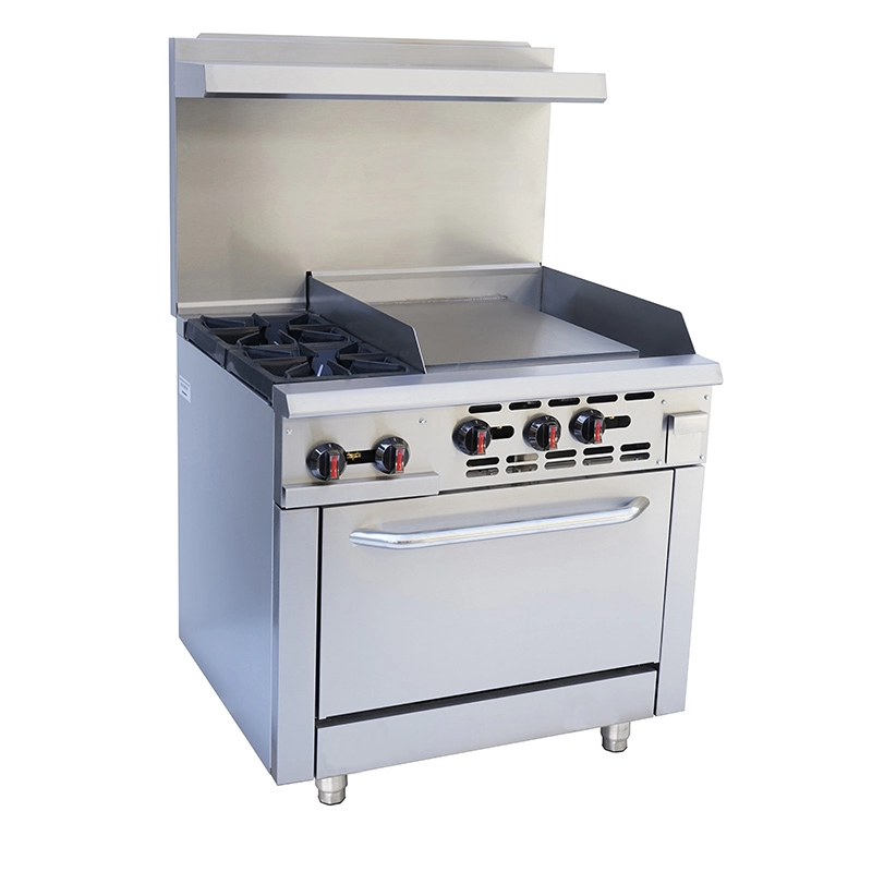 Commercial 36" Gas Range with 24" Griddle and Oven