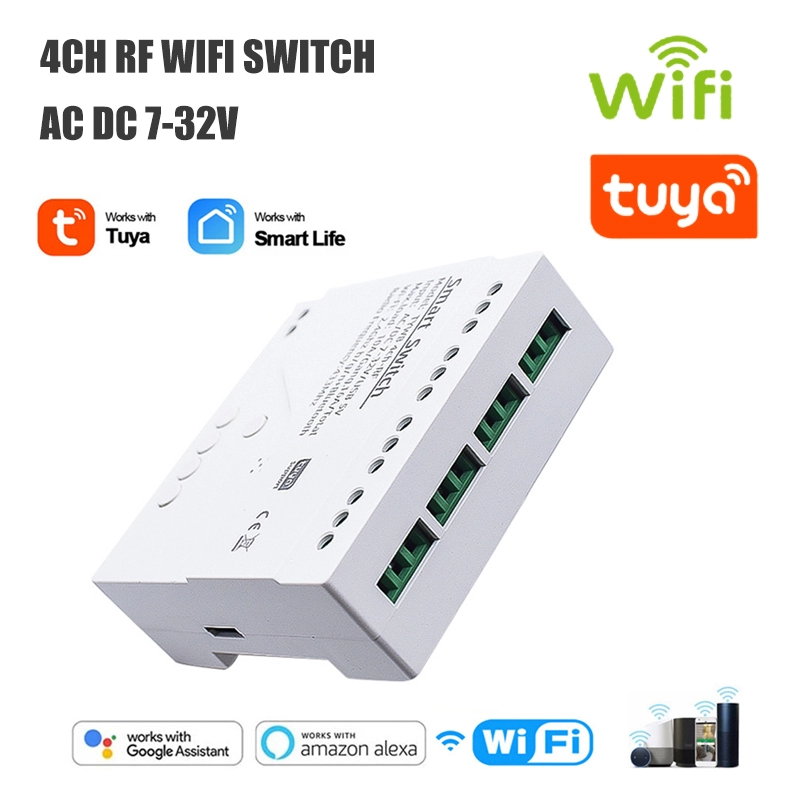 4CH WiFi Tuya Smart Switch AC/DC 7-32V Remote control support Jog Module