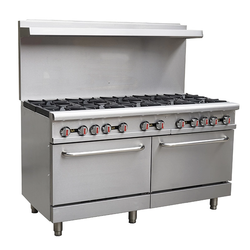 60 Inch Commercial Gas 10 Burners Range Cooker with Double Oven