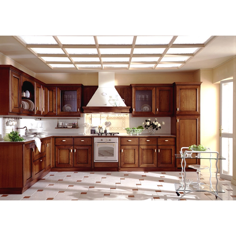 Residential solid wood kitchen cabinets