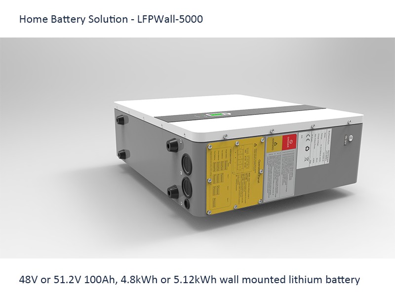 48V or 51.2V 100Ah lithium LiFePo4 powerwall home battery storage