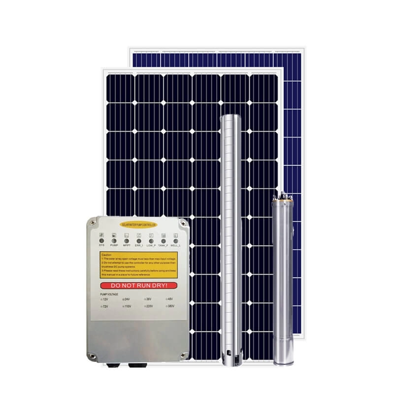 Deep well solar water pump system for sprinkling irrigation
