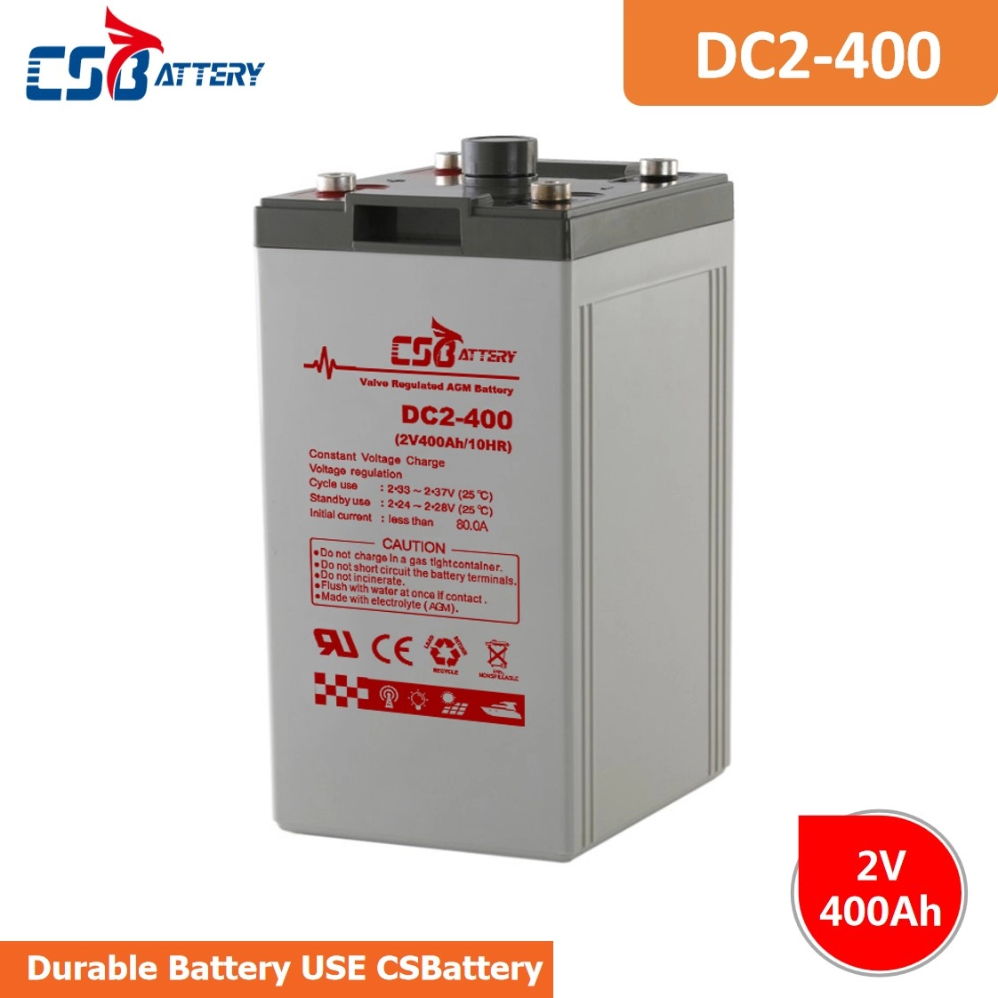 DC2-1500 2V 1500Ah Deep Cycle AGM Battery--Ada