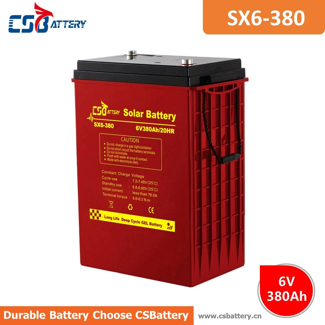SX6-380 6V 380Ah Deep Cycle GEL Battery