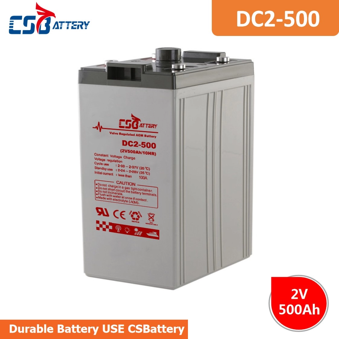DC2-500 2V 500Ah Deep Cycle AGM Battery--Ada