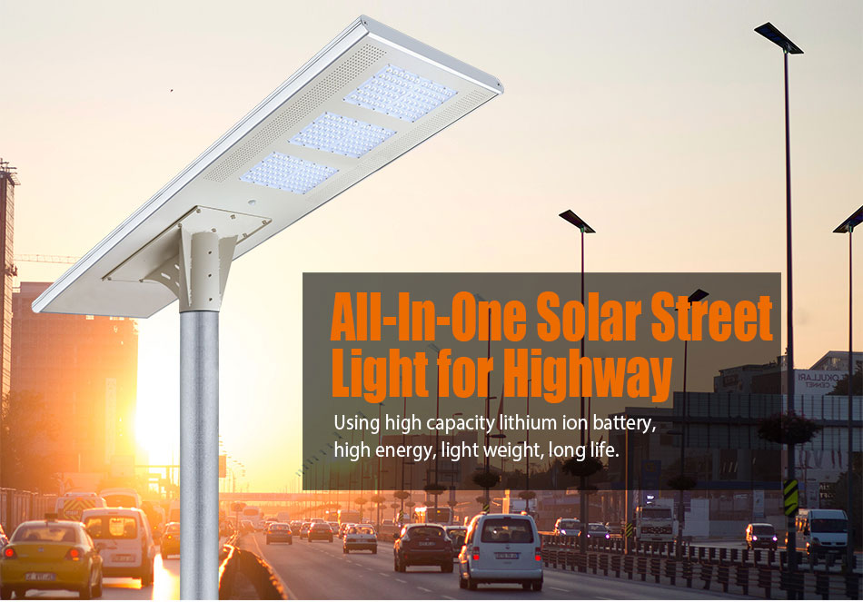 Outdoor Road Lighting 150LM/W Energy Motion 12V Battery Smart Control 100W Solar LED Street Light 