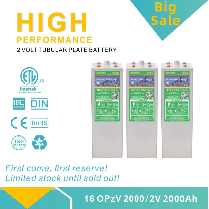 Clearance Sale 2V 2100ah Opzv Tubular Gel Opzv Battery for Solar/UPS/Emergency-Power-Systems