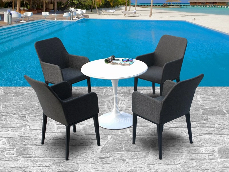 Aluminum Frame Cover Fabric Round Table Dining Set