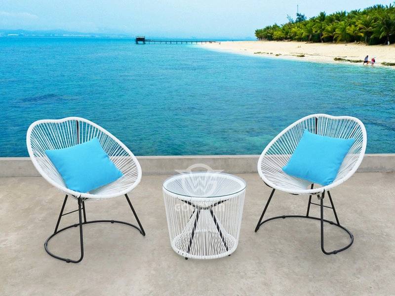 Colorful Metal Frame Weave Synthetic Rattan Balcony Furniture