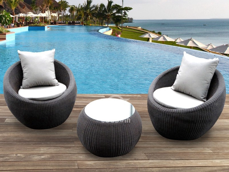 Hotel Balcony Wicker Rattan Chairs Set With Table
