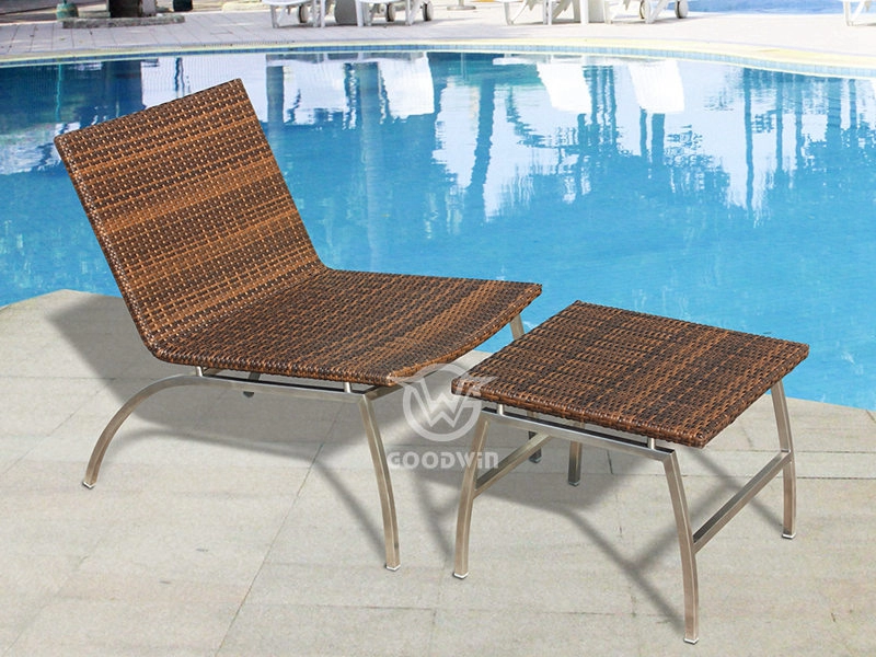 Stainless steel Frame Weave Wicker Lounge Chair Set