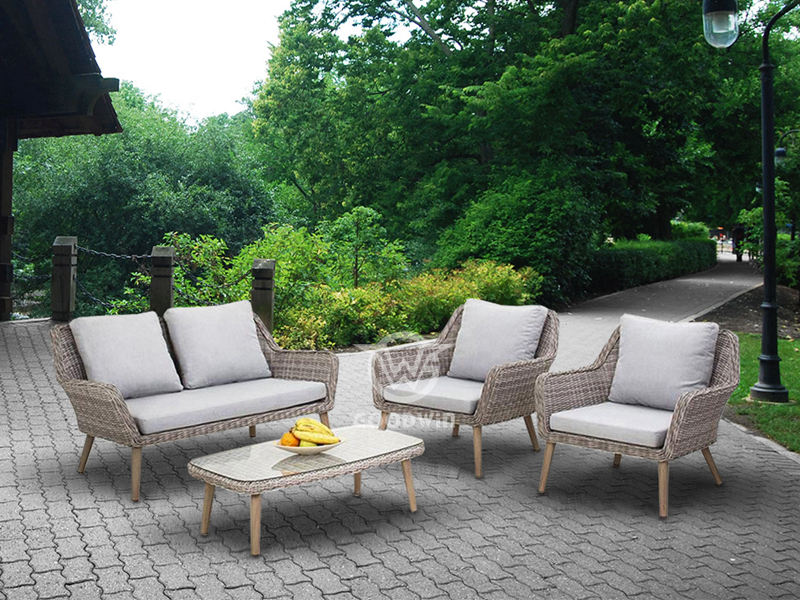 Aluminum Frame Weaving Rattan Sofa Set For Outdoor