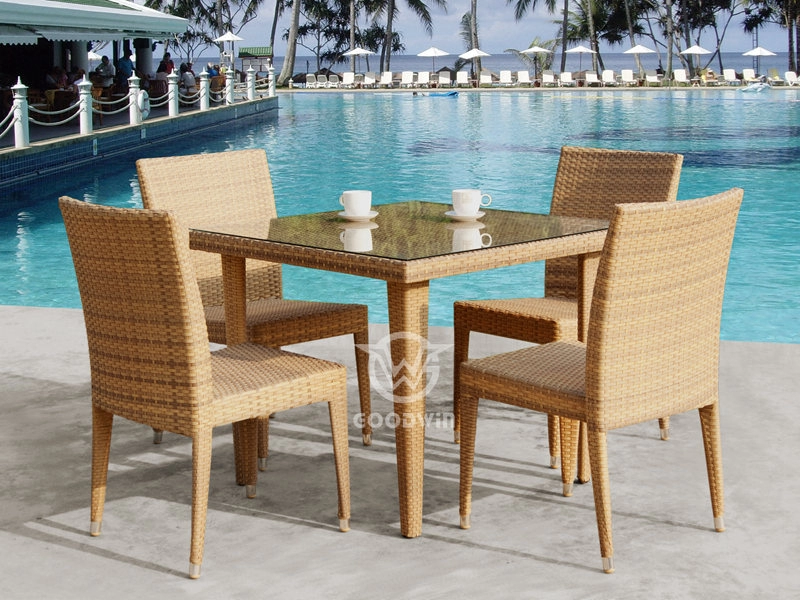 Synthetic Rattan Square Dining Table Set For 4