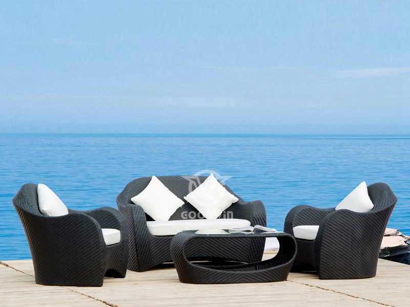 4 Pieces UV Resistant Wicker Rattan Sofa Set