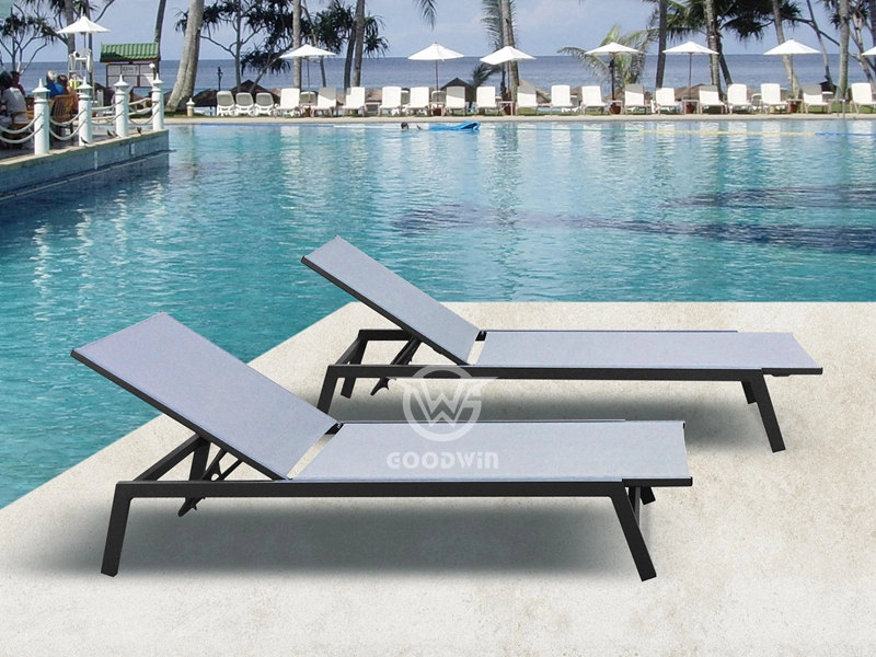 Aluminum Frame Textilene Sun Lounge For Swimming Pool