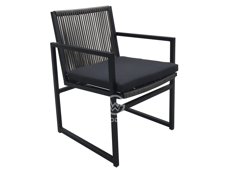 Aluminum Frame Hand Woven Rattan Dining Chair Outside