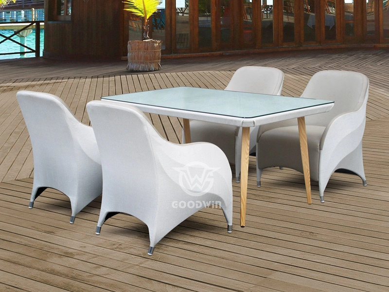 Outdoor Living Aluminum Frame Cover Imitation Leather Dining Set