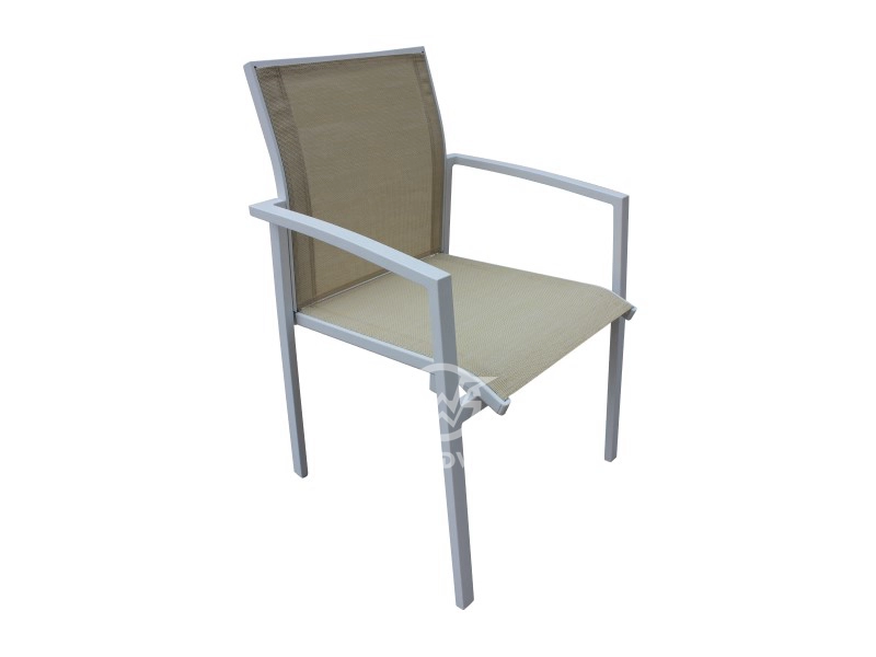 Stack-able Aluminum Frame Textilene Dining Armrest Chair Outdoor
