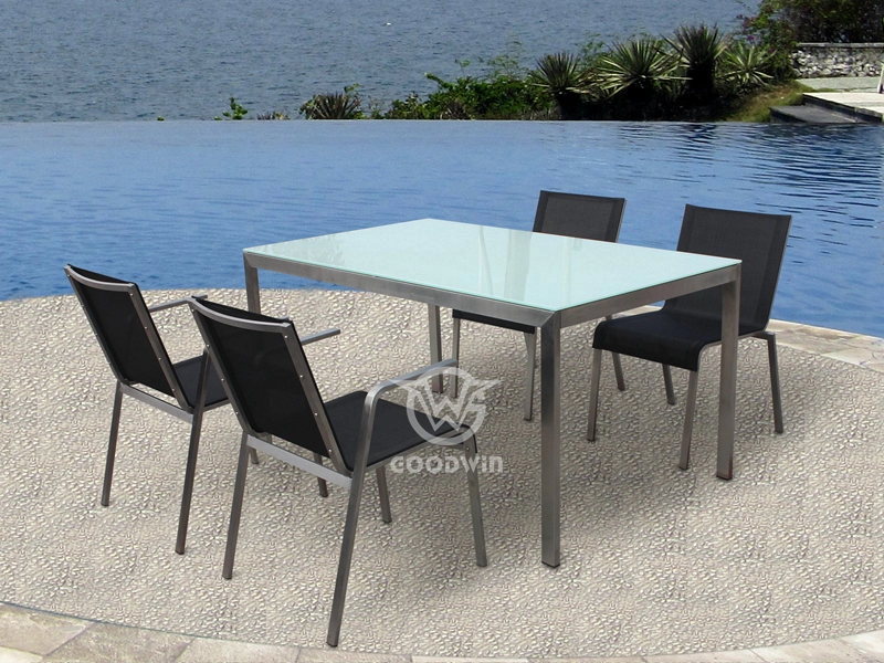High Quality Hotel Outdoor Stainless Steel Frame Dining Set