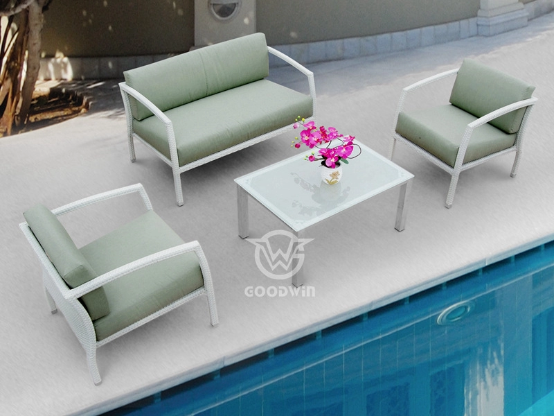 Comfortable All Weather Rattan Furniture Sofa Set With Cushions