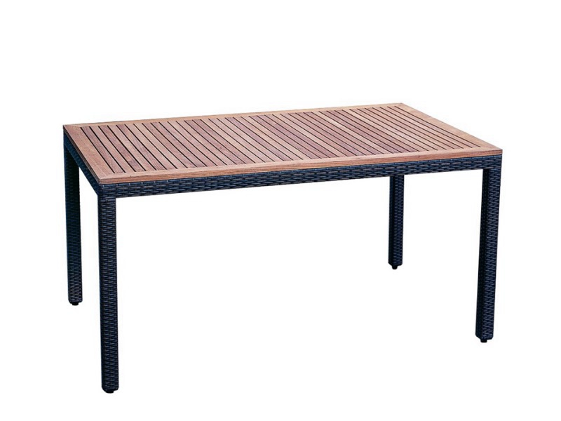 All Weather Rectangle Aluminum Frame Teak Top Dining Table
