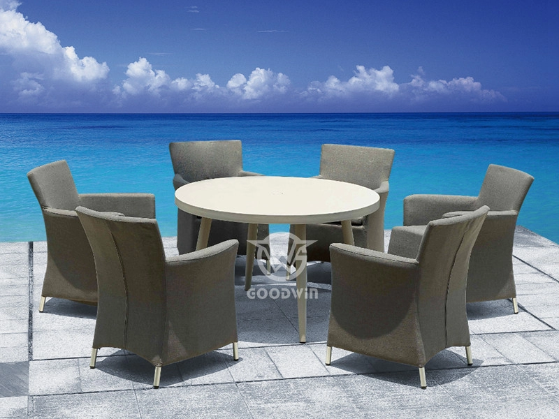 Outdoor Living Aluminum Frame Fabric Dining Chair Set