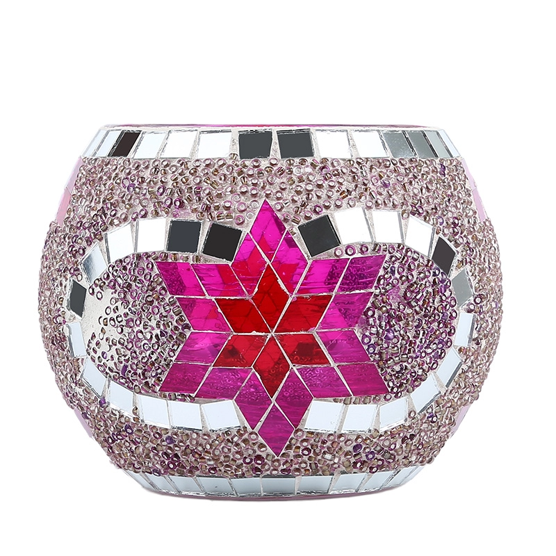 Pink Shiny Mosaic Tealight Candle Holder