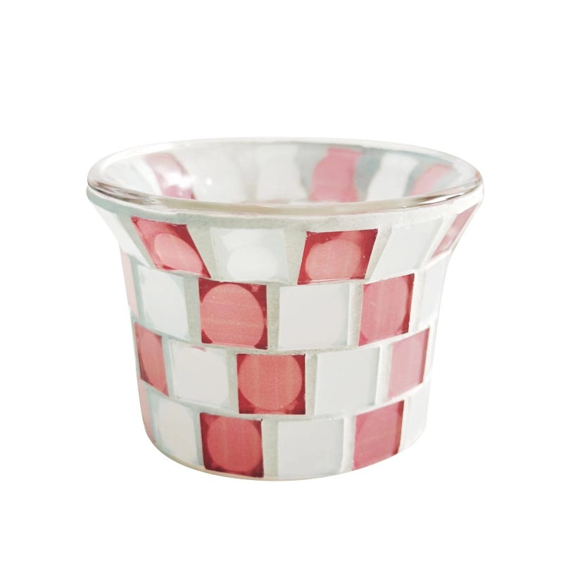 Red and white square small cup-shaped romantic candlestick