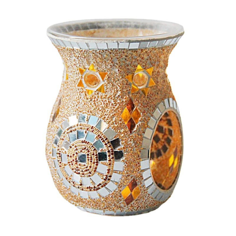 Gold and Sliver New glass material mosaic oil burner