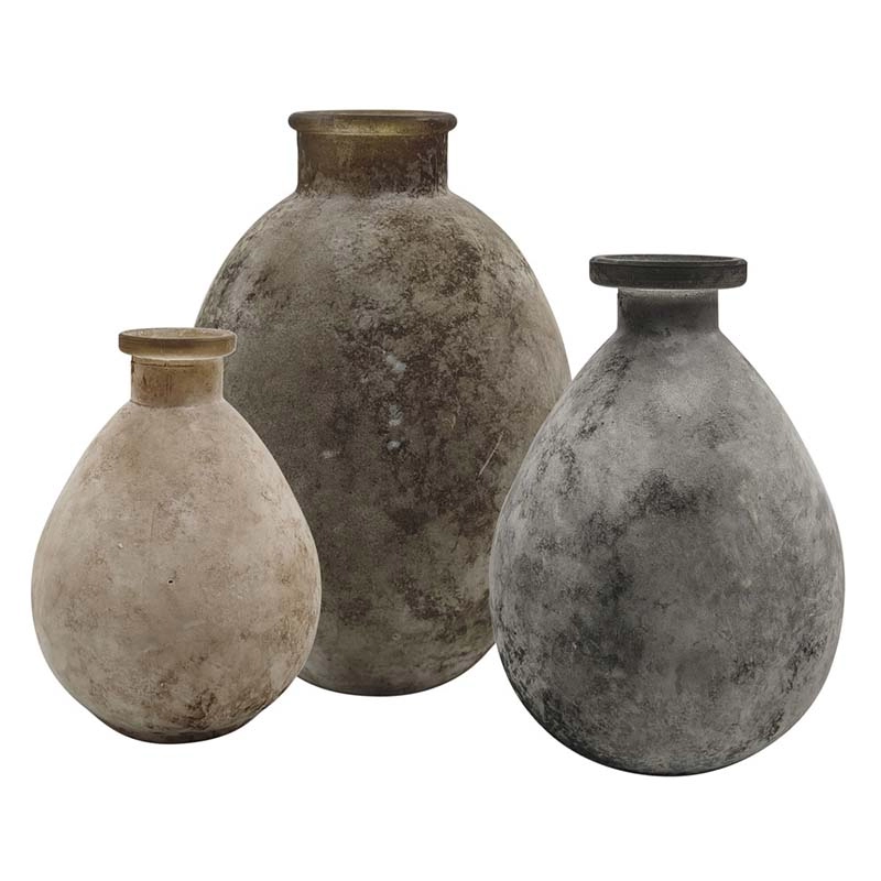 Vintage Marbled Glass Vase Set of Three
